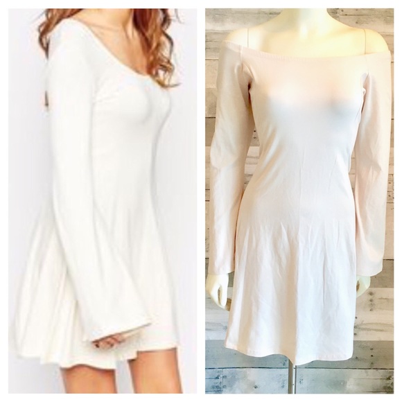 ASOS Dresses & Skirts - NWT-off shoulder slight bell sleeve cream knit